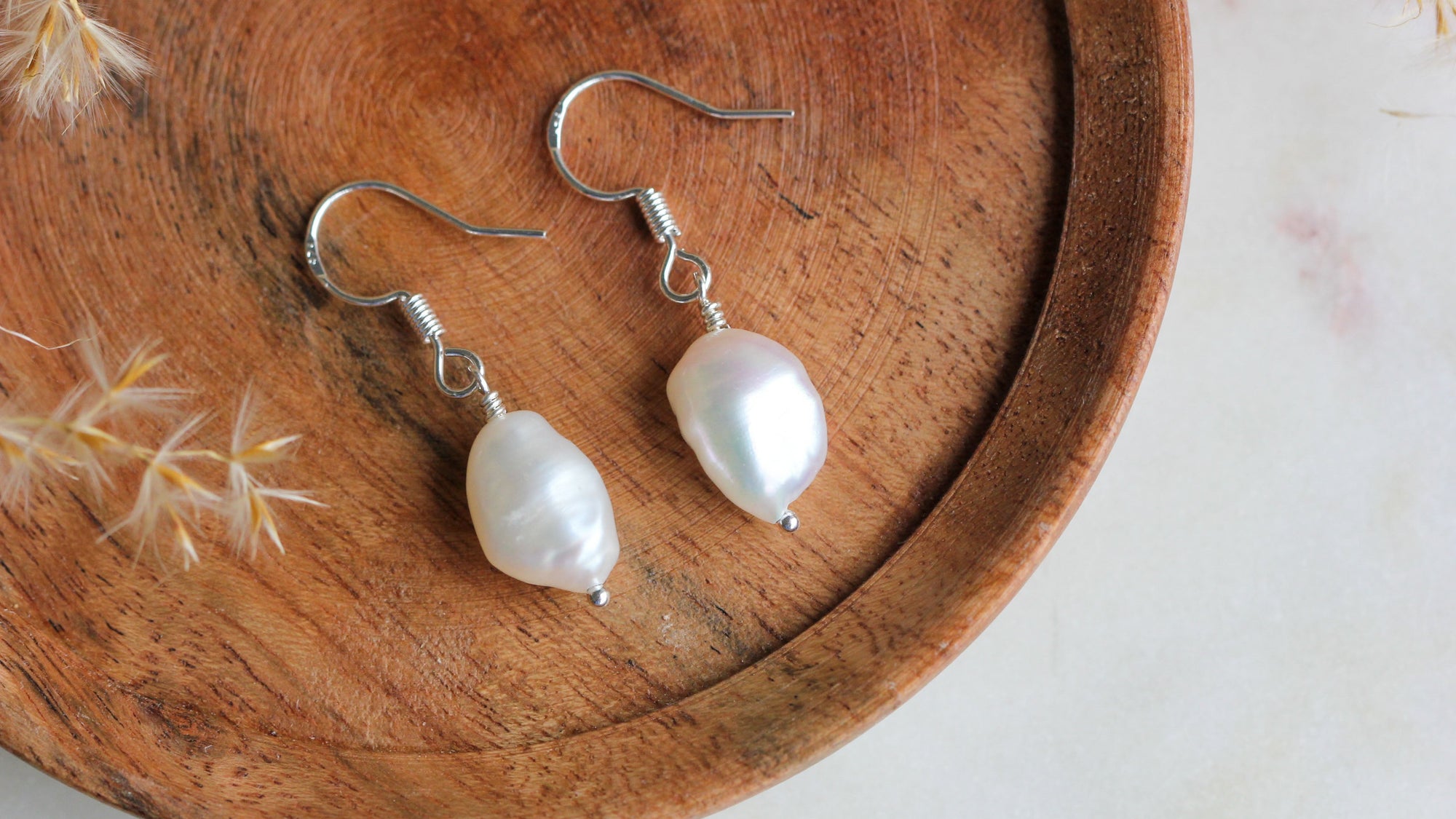 Pearl earrings sterling silver